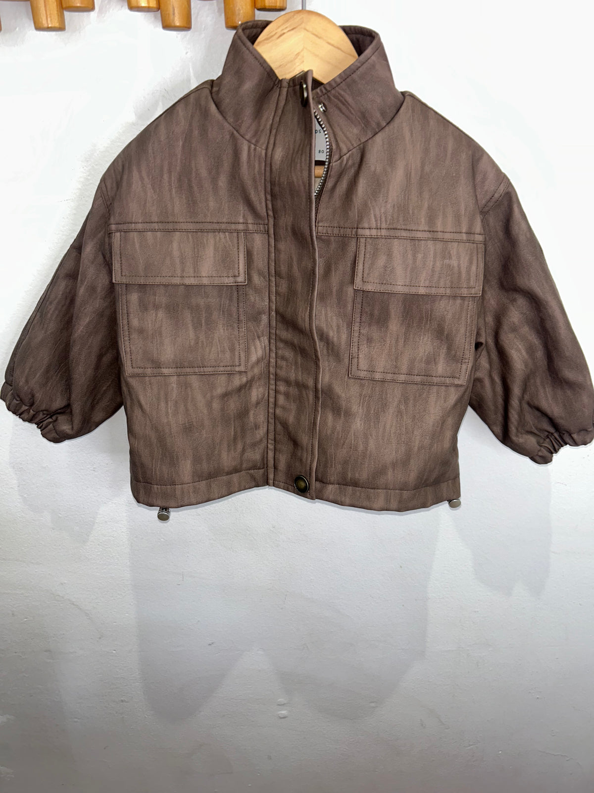 Oversized brown leather jacket 18-24m