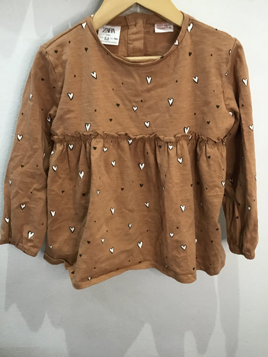 Brown hearts a-line 3-4y