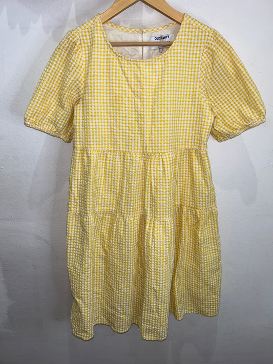 Yellow gingham dress 10-12y