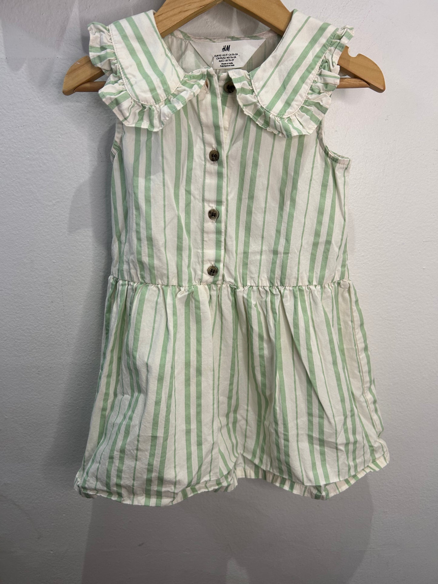 Green vertical stripes dress 18-24m