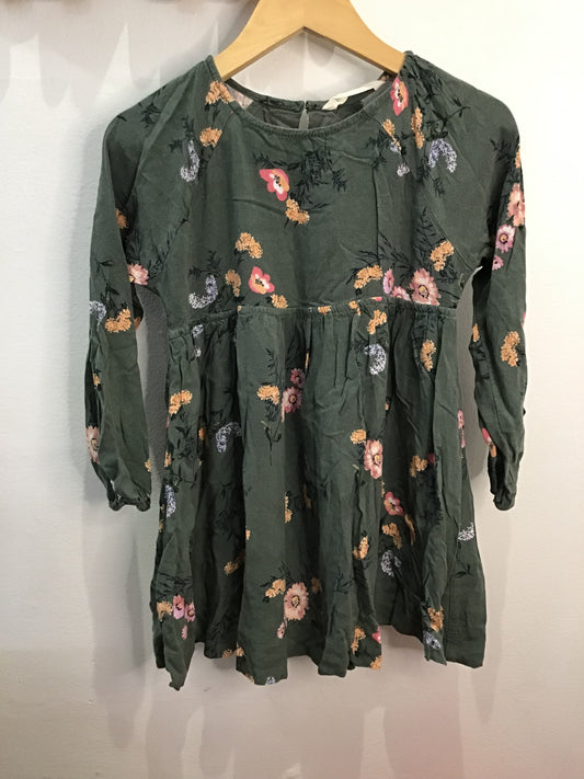 Dress olive dress flowers 5-6y