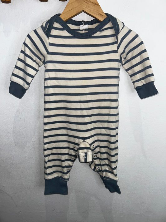 Colored Organics blue stripe romper 3-6m
