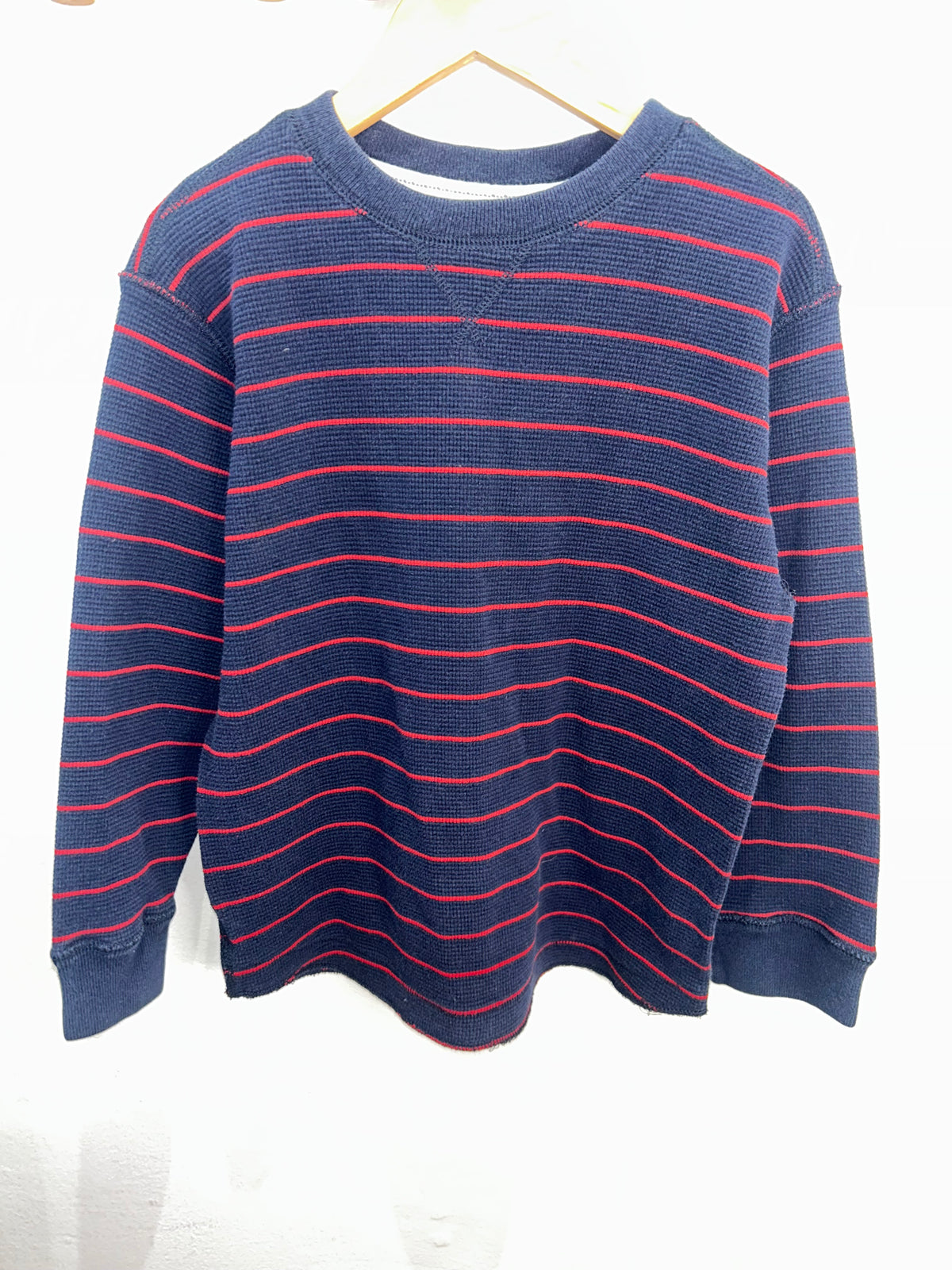 Navy stripes waffle longsleeve 7-8y