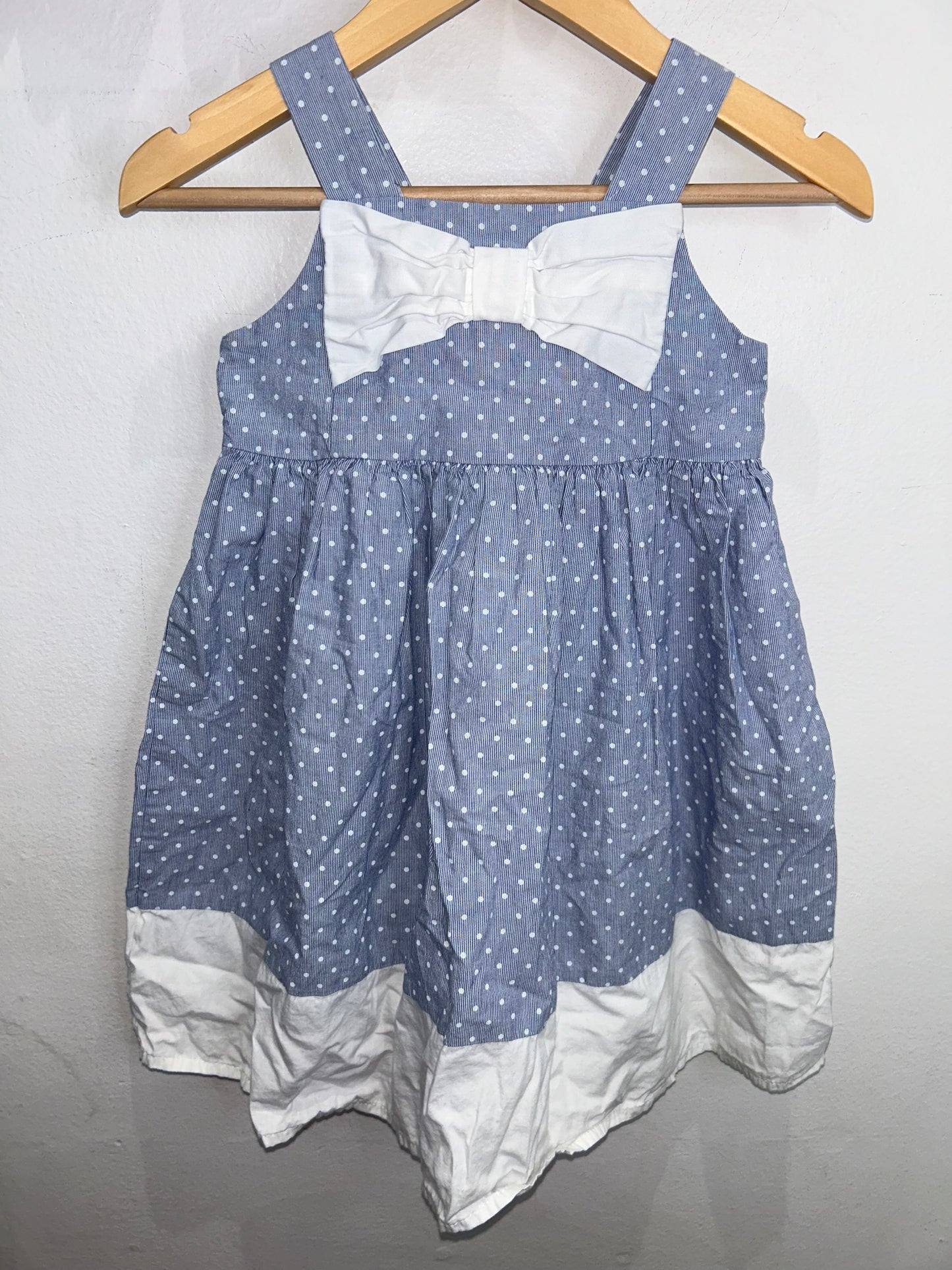 White bow blue dress 4y