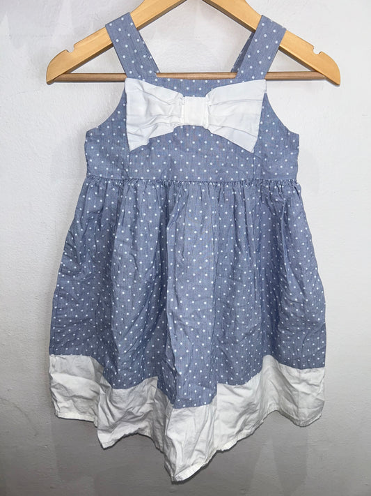 White bow blue dress 4y