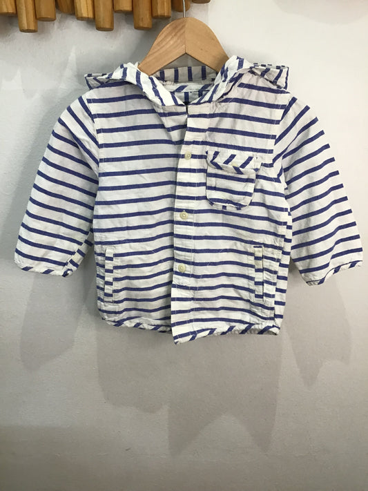 Striped blue hooded shirt 24m