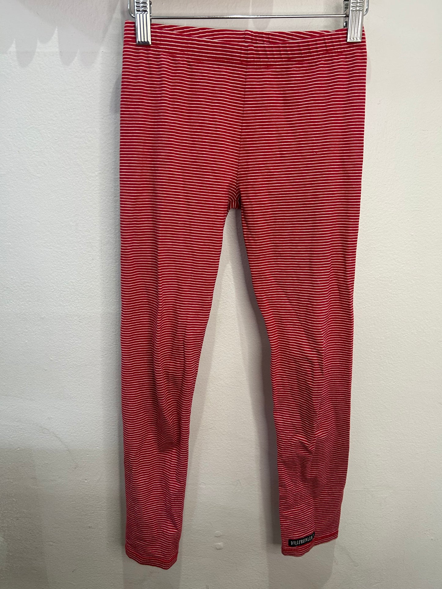 Villervalla red striped leggings 8-9y