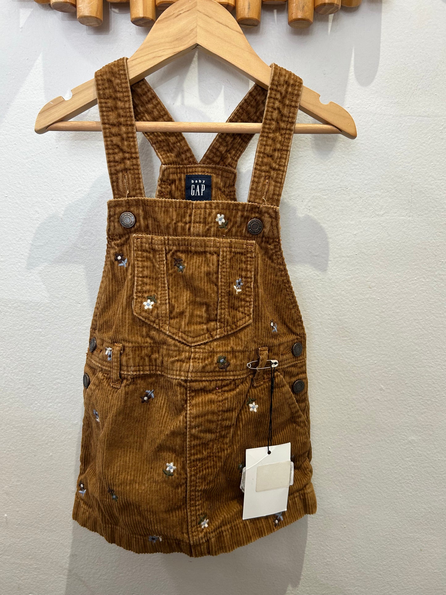Brown floral corduroy skirt romper 2y