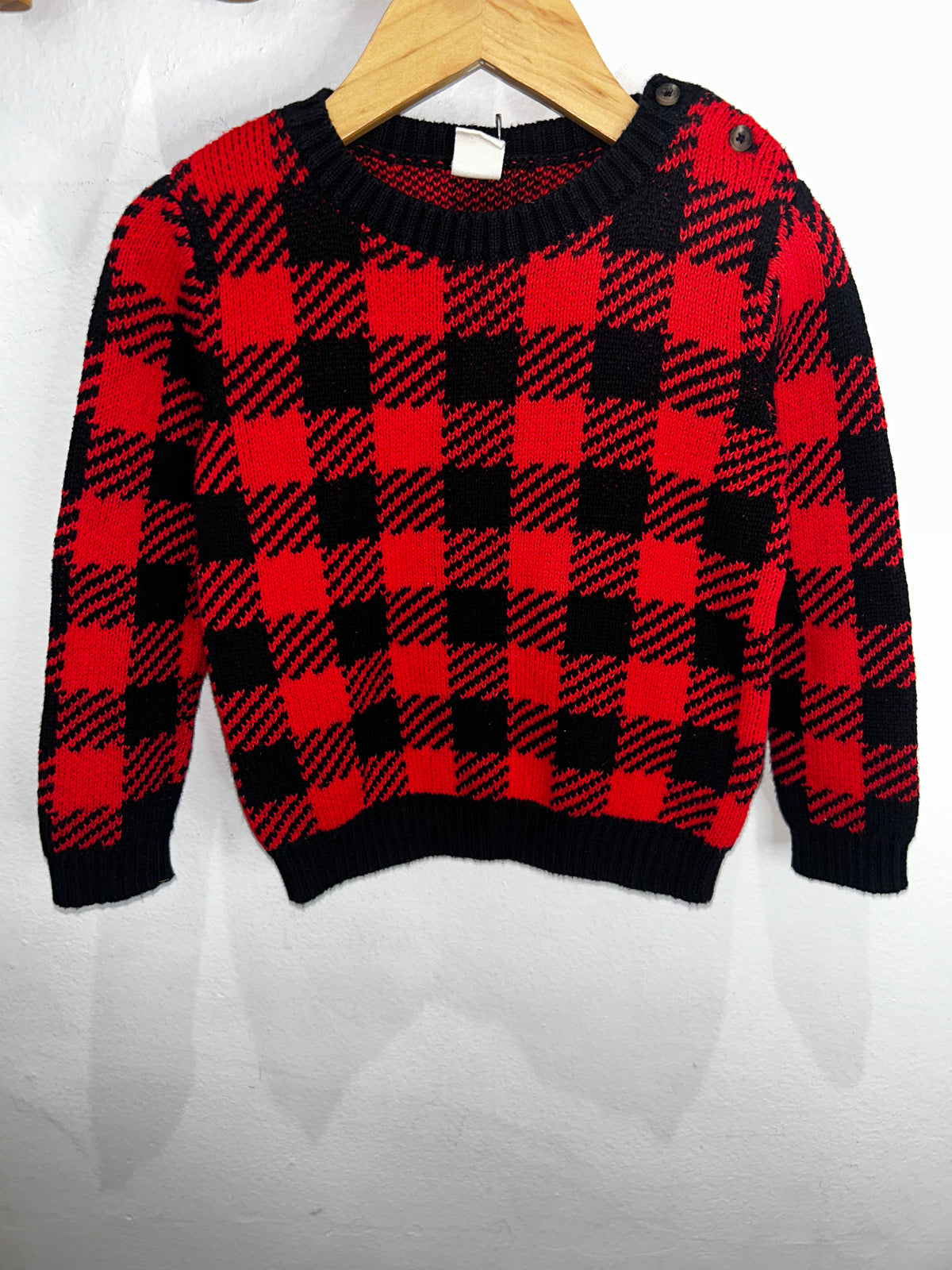 Checkered red knit sweater 24m