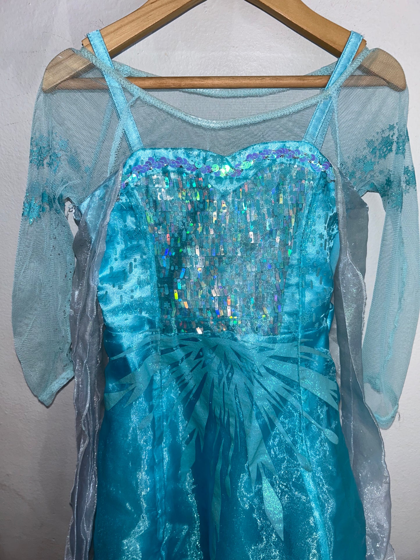 Ice blue Frozen dress with headband braid 4y*