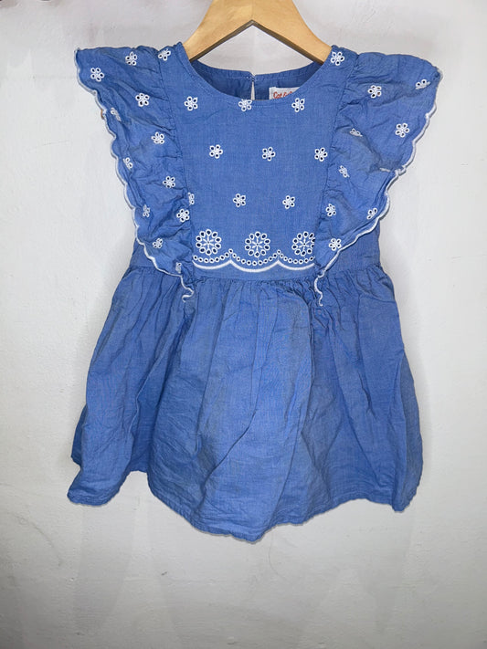 Blue eyelet dress 3y
