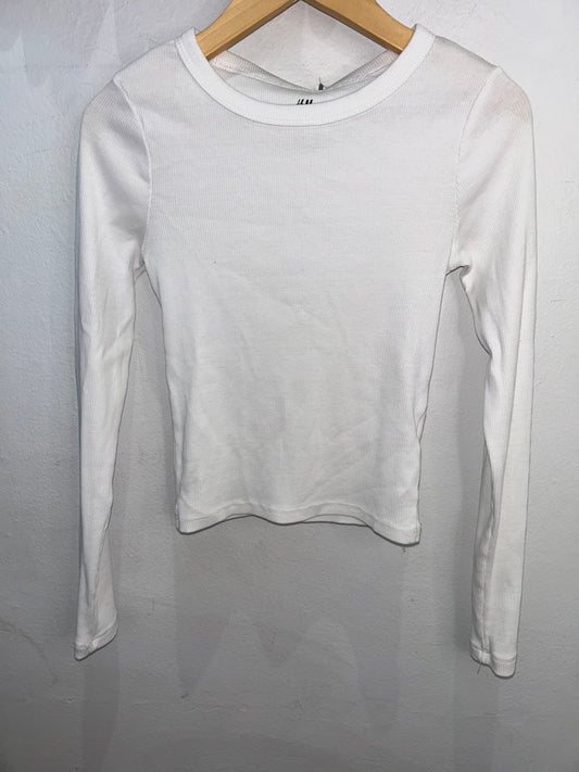 White ribbed crop tee 10-12y