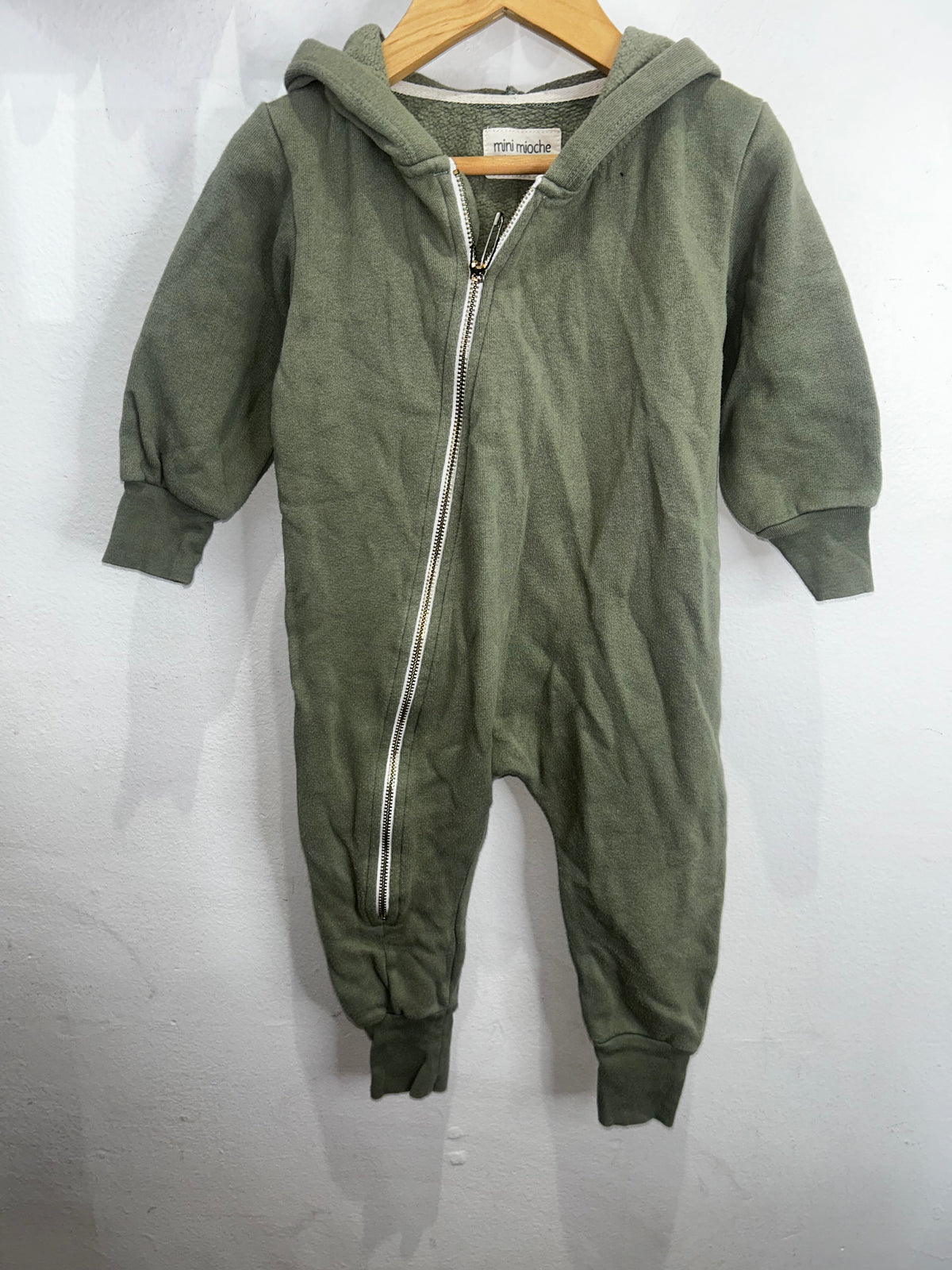 Minimioche olive biker romper 12-18m