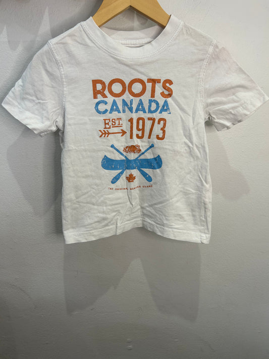 Roots logo white tee 5y