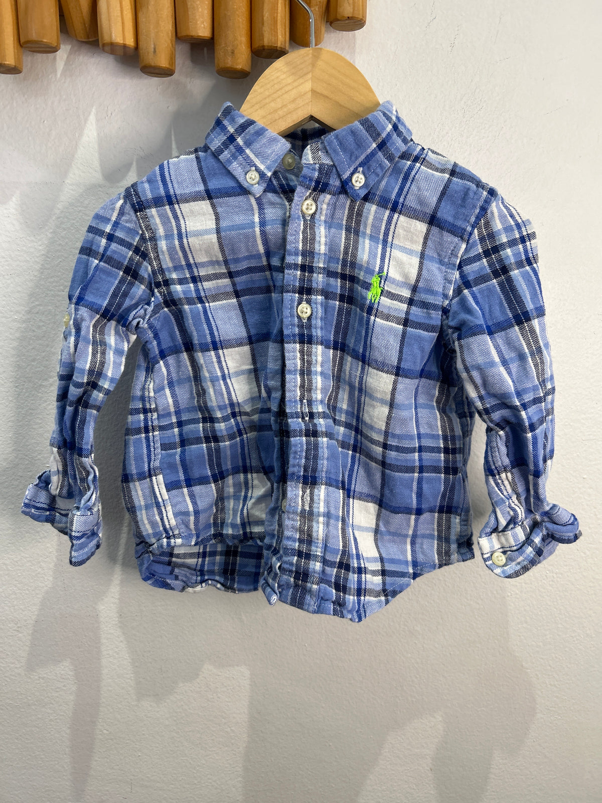 Blue checkered flannel hsirt 18m