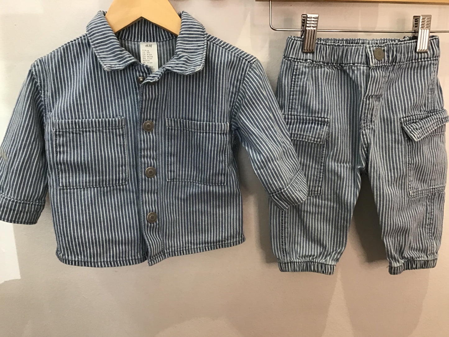 Denim striped set 4-6m