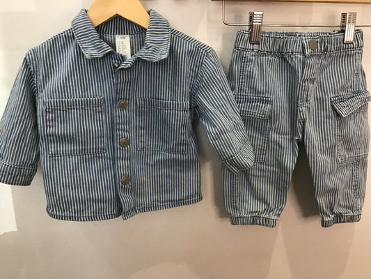 Denim striped set 4-6m