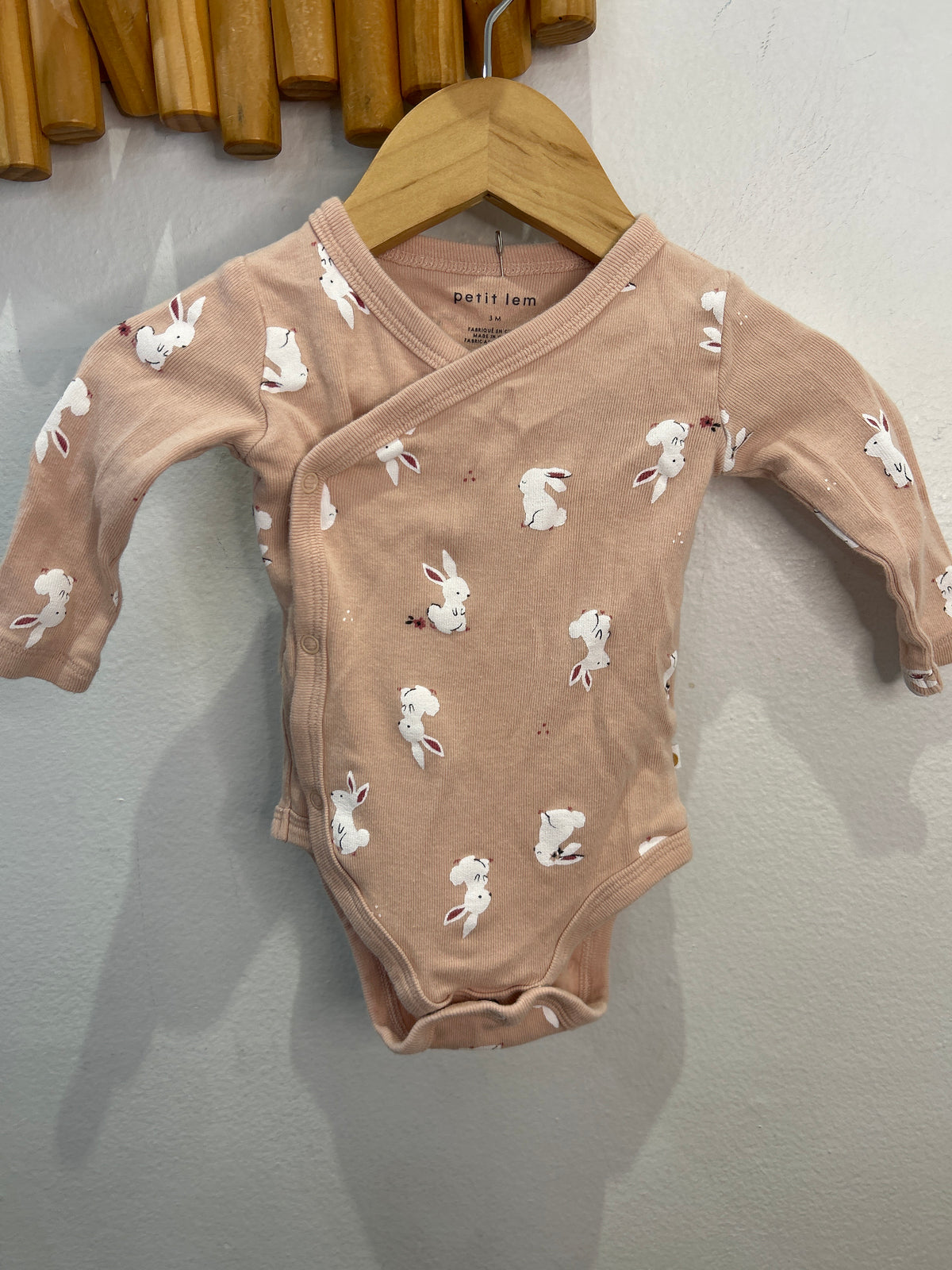Bunnies side button onesie 3m