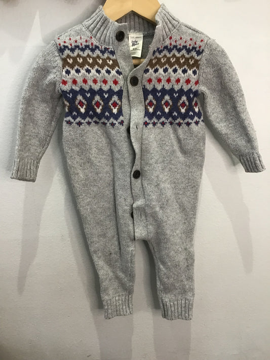 Sweater romper grey print  6m