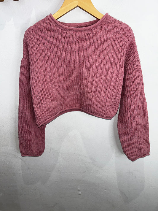 Pink crop sweater 9-10y