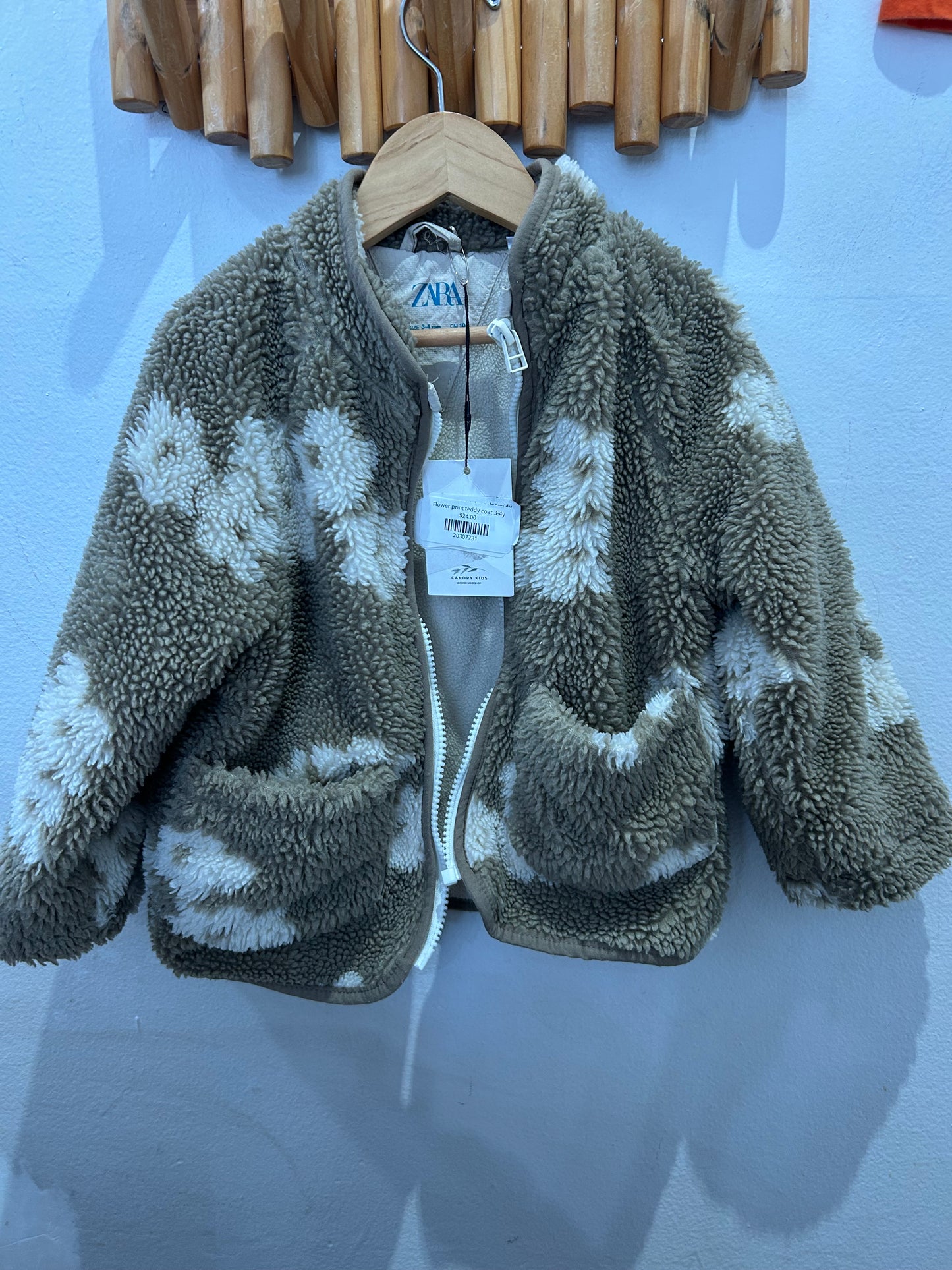 Flower print teddy coat 3-4y