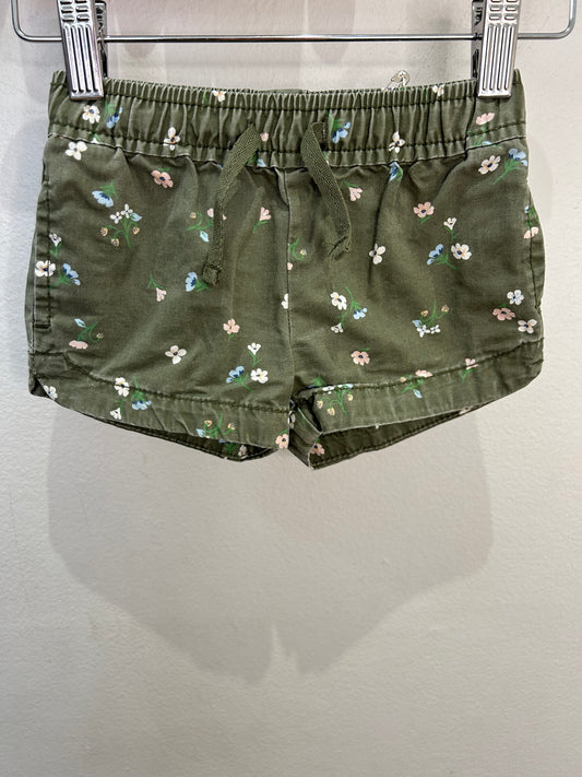 Olive floral shorts 12m