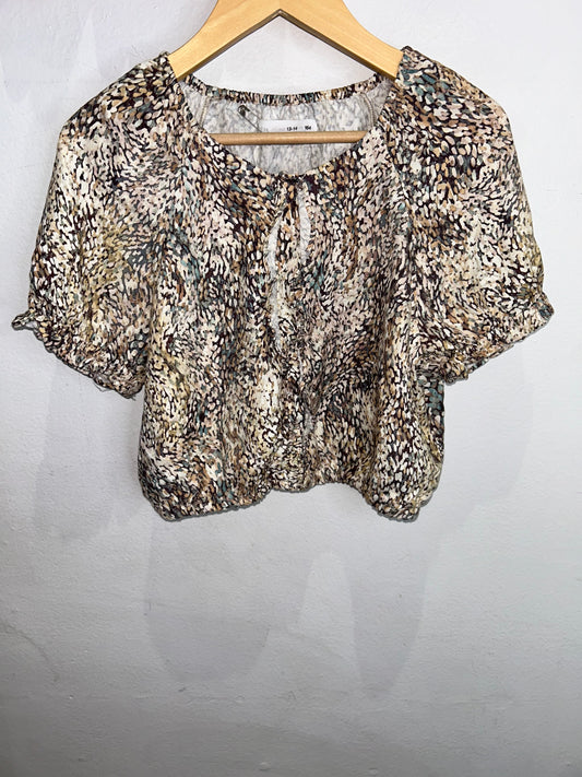 Brown balloon blouse 13-14y