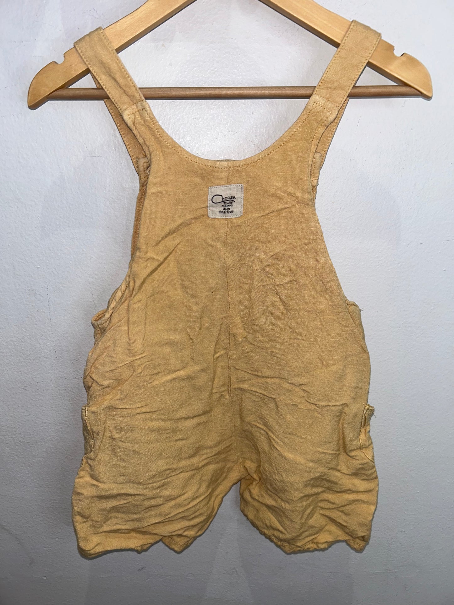 Yellow linen shorty romper 4-5y