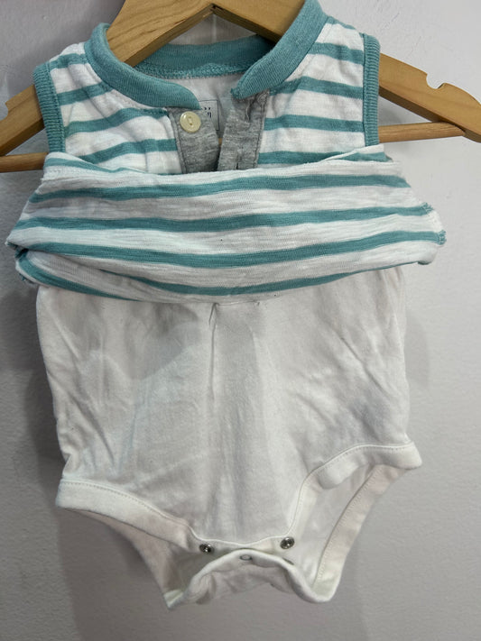 Blue striped tanktop onesie 3-6m