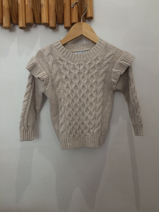 Frilly shoulder cable knit sweater 18-24m