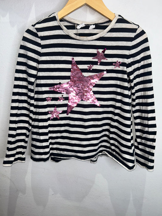 Longsleeve pink stars 5-6y