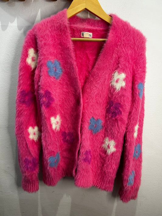 Hatley pink furry cardigan 12y