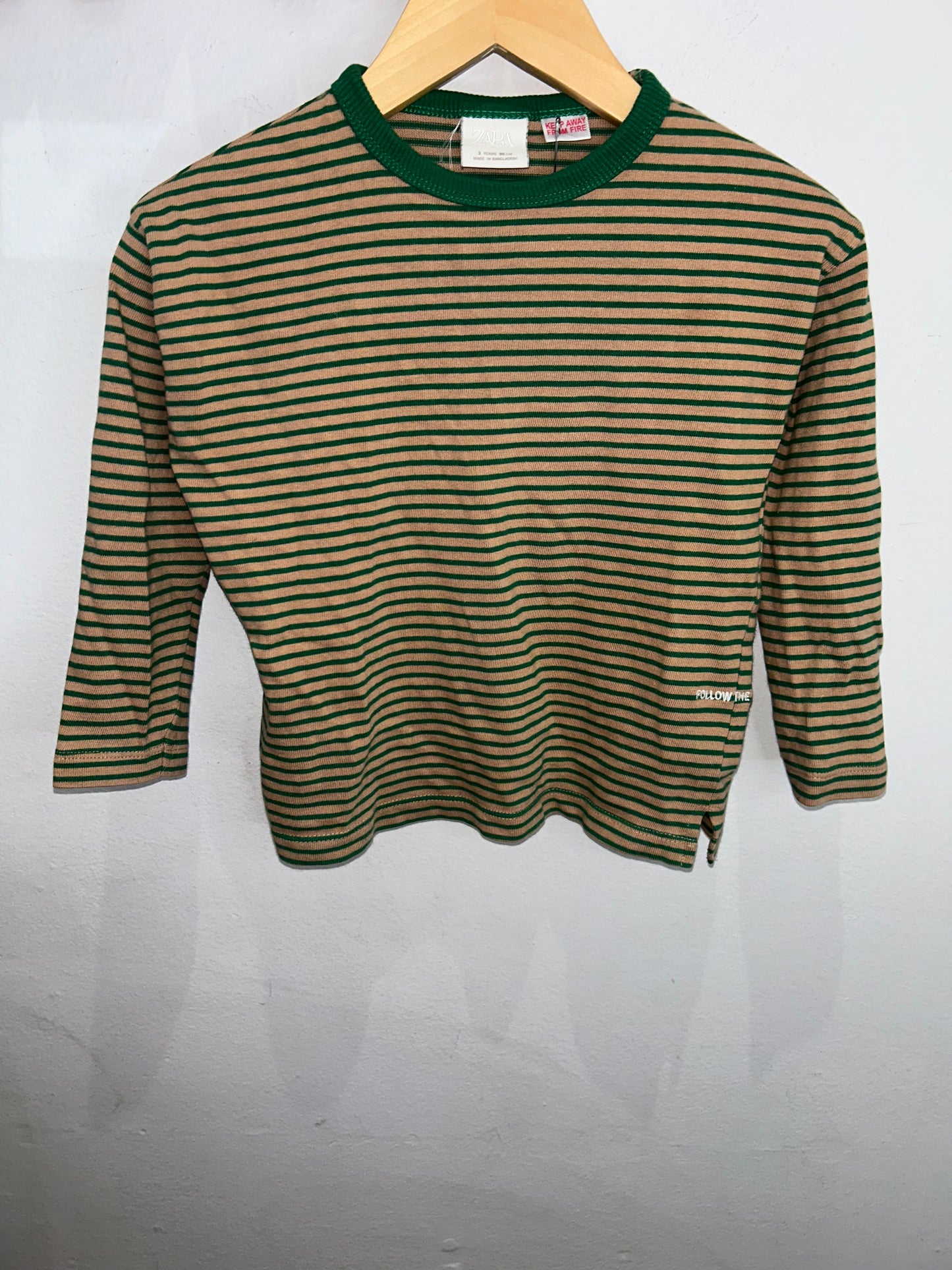 Green brown striped longsleeve 3y