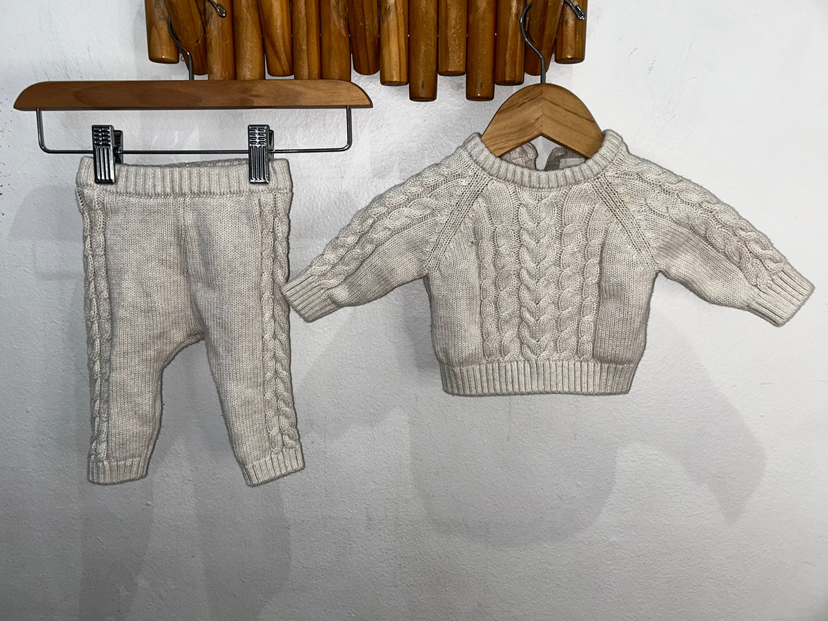 Cable knit sweater set 1-2m