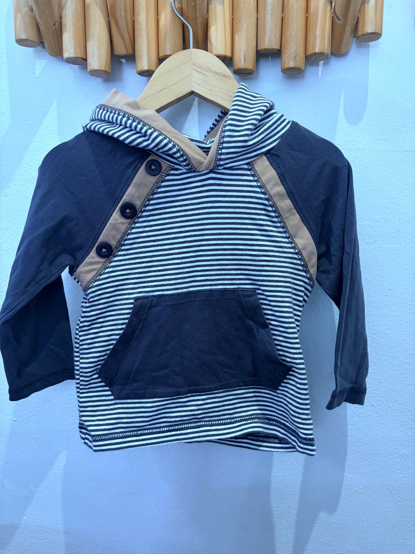 Hooded blue stripes sweater 2y