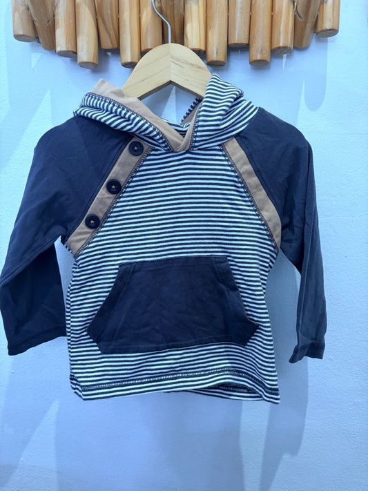 Beige detail srpied hooded tee 18m