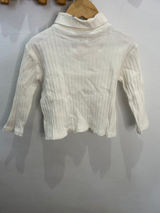 White ribbed mockneck 12-18m