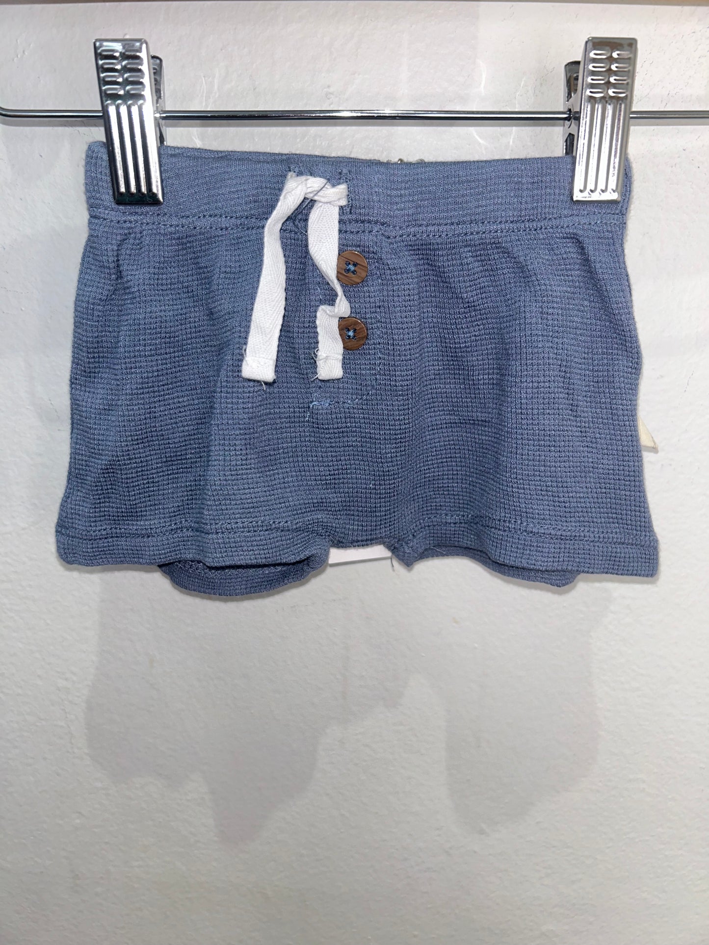 Blue bamboo waffle shorts 0-3m