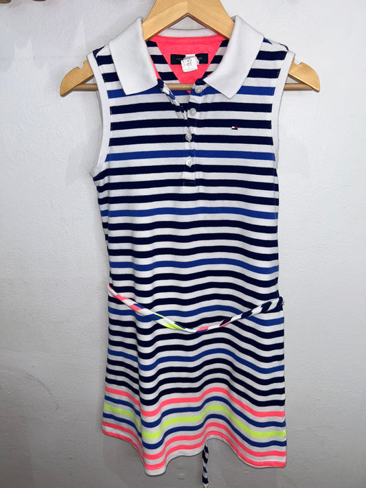 Blue and neon stripes dress 7y