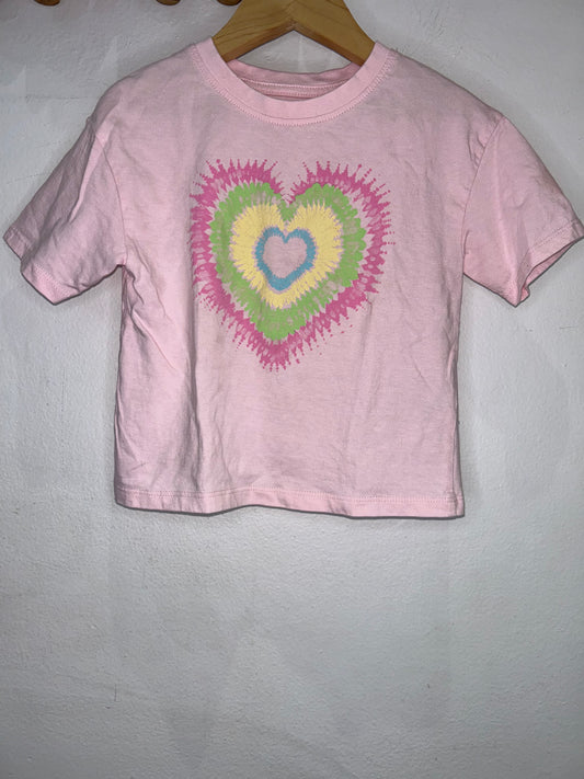 Pink dyed heart tee 3-4y