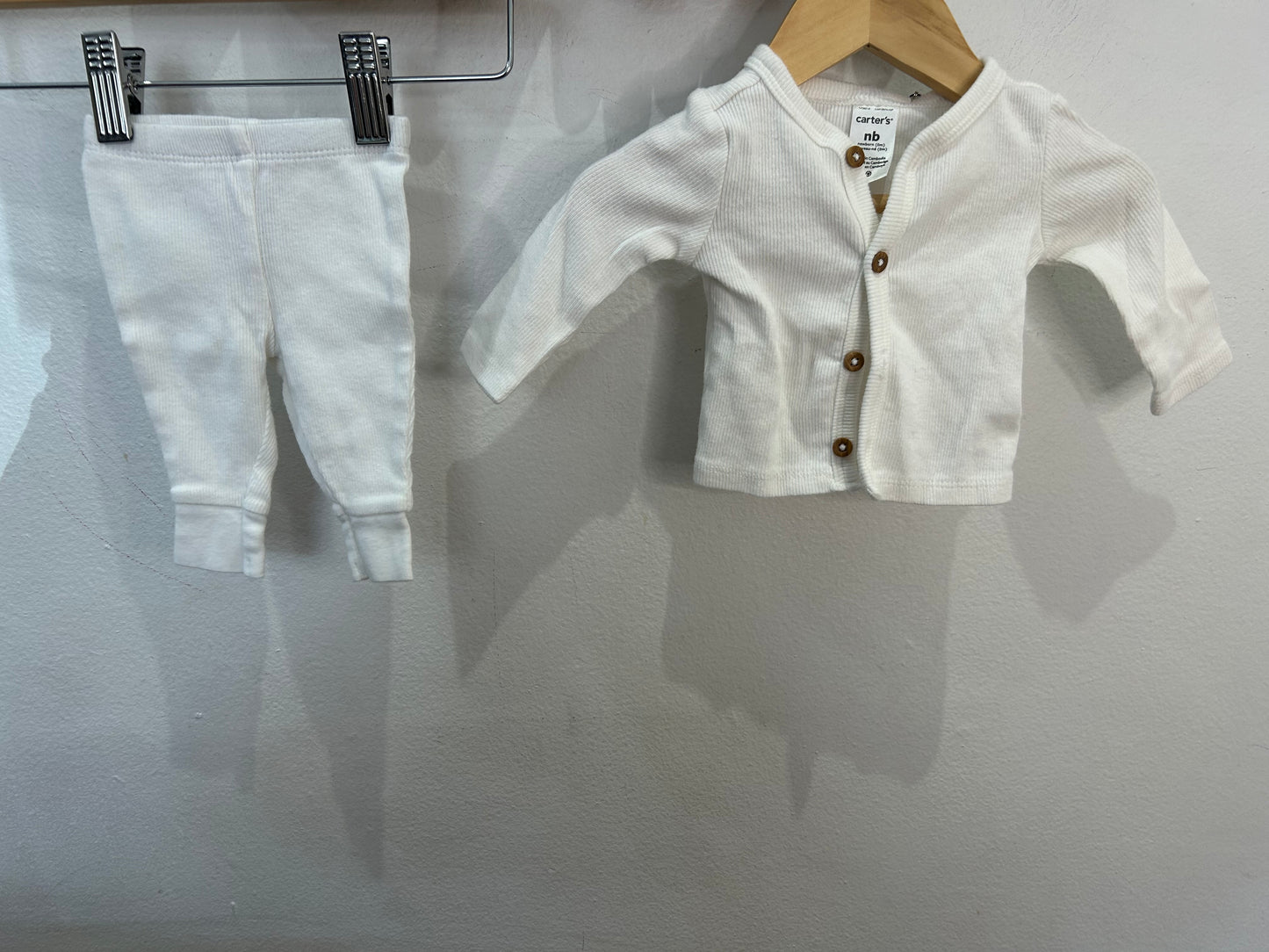 White ribbed set newborn