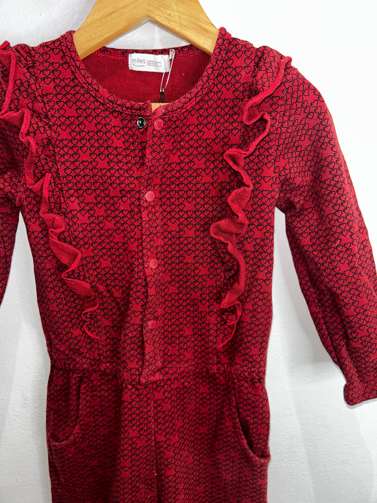 Red hearts pullover romper 24m
