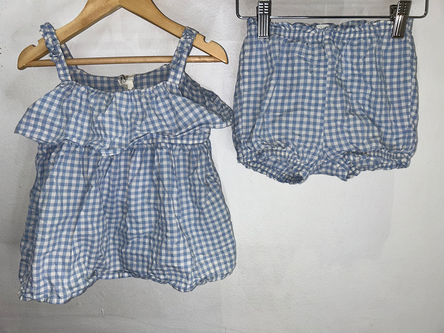 Blue checkered shorts set 18-24m