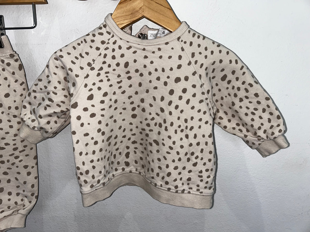 Beige print set 3-6m