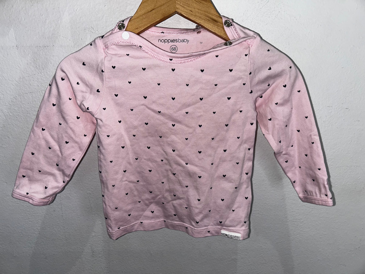 Noppies pink hearts longsleeve 3-6m