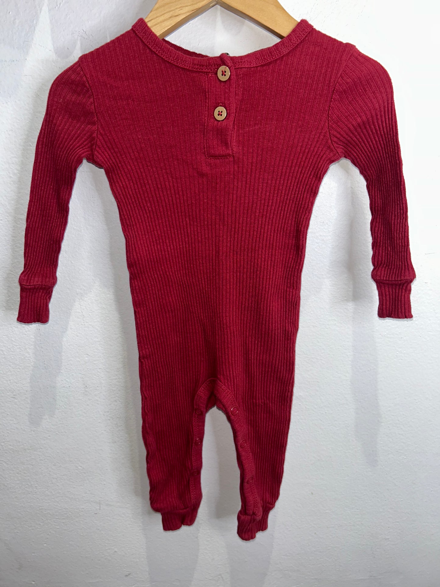 Red ribbed romper 9-12m