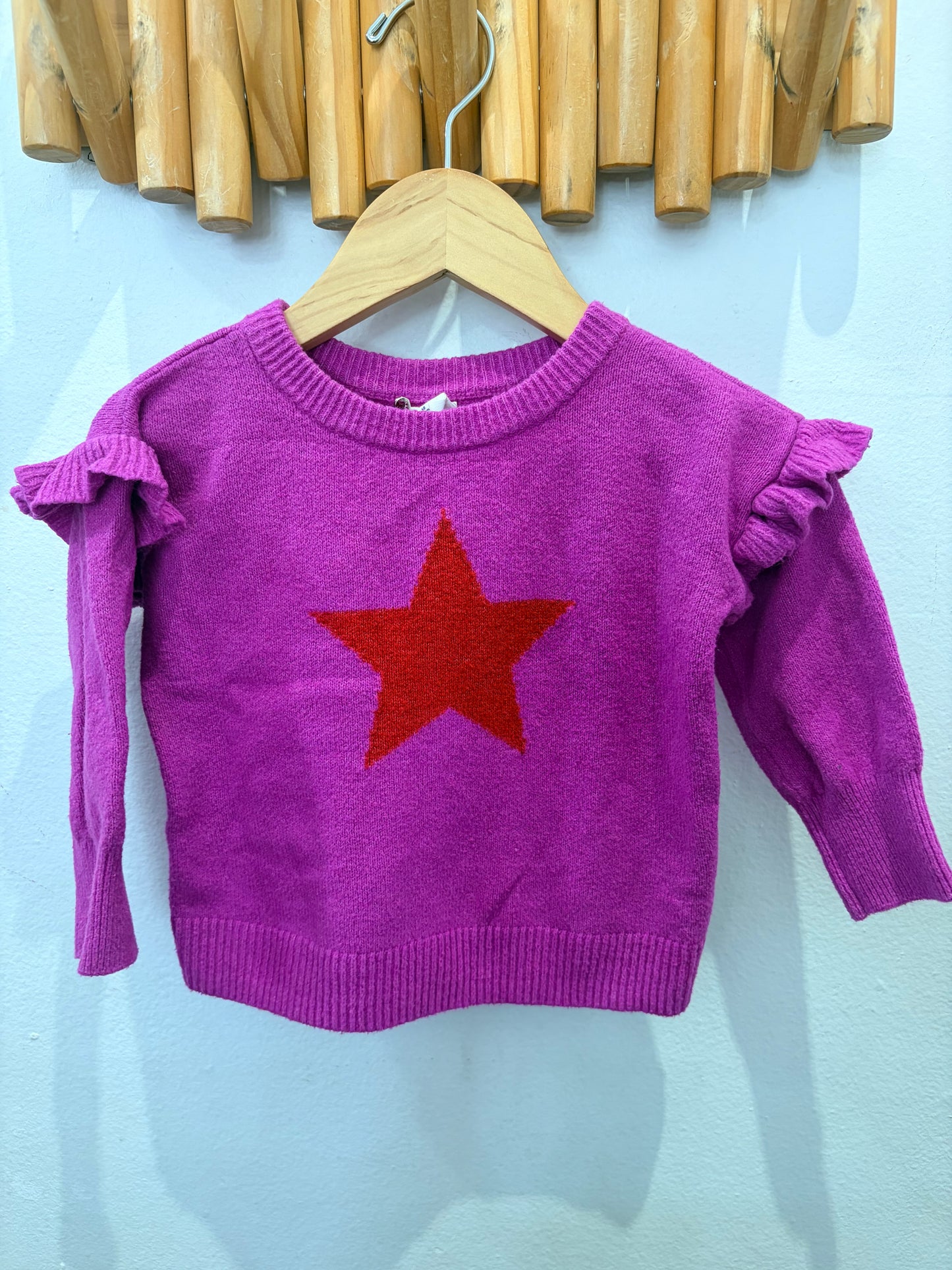 Magenta star sweater 12-18m
