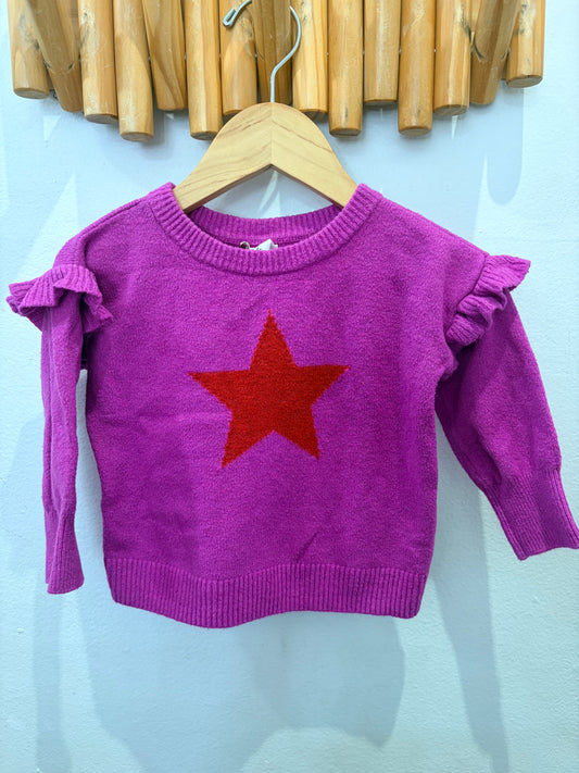 Magenta star sweater 12-18m