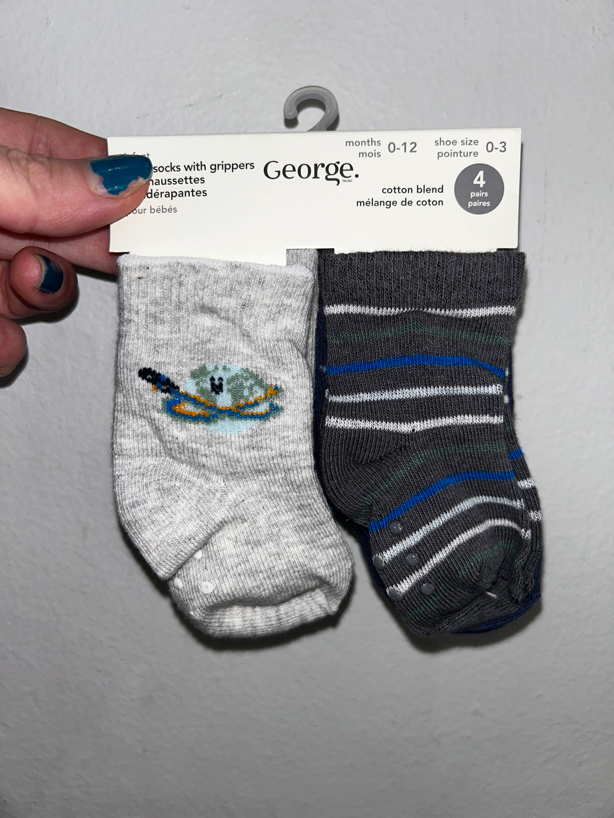 Crew socks w grippers 0-12m NEW