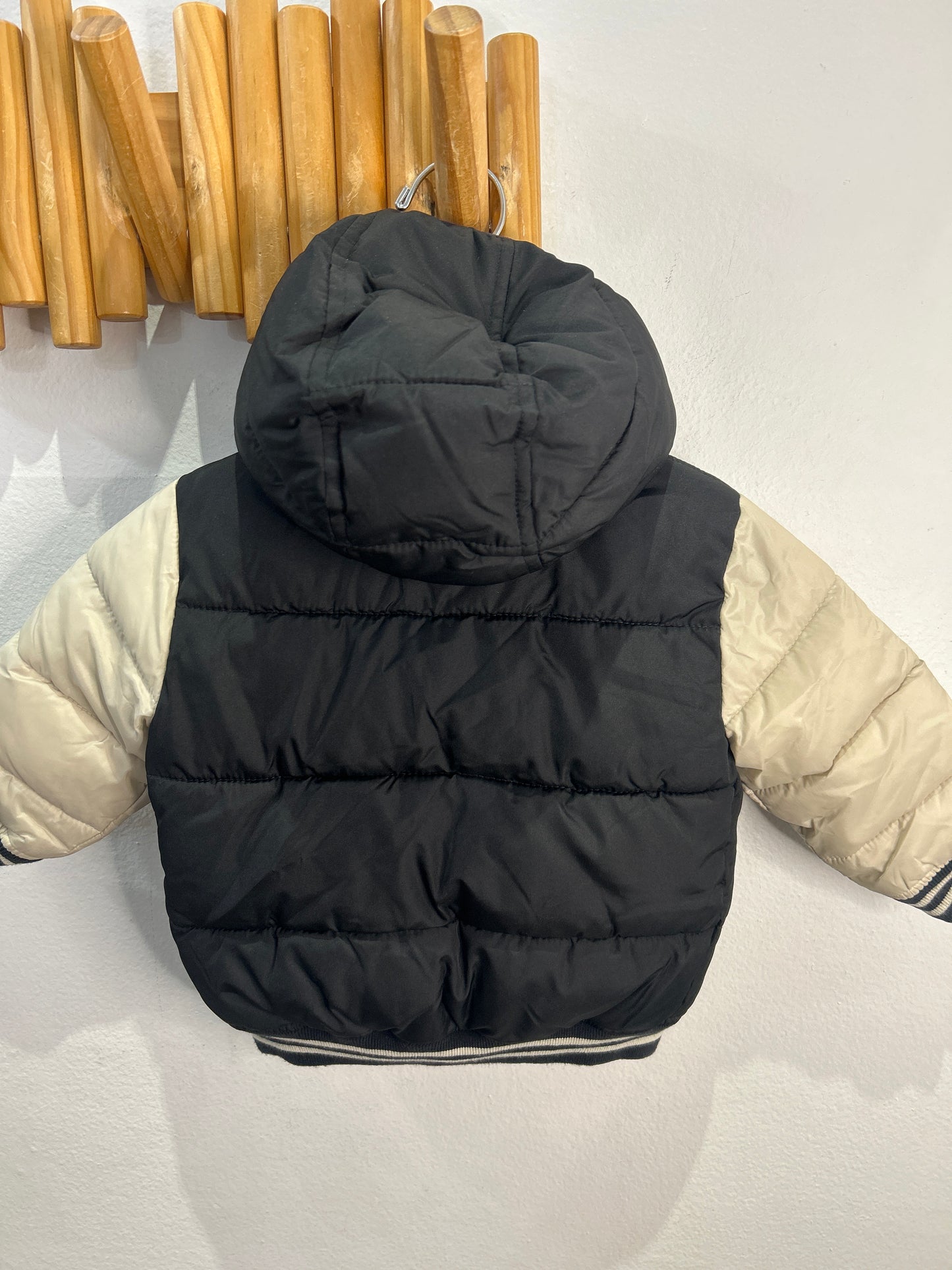 Black puffer jacket bomber 12-18m